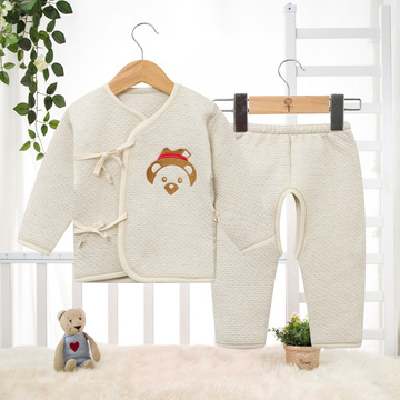 新生儿衣服纯棉0-3个月初生婴儿内衣套装彩棉和尚服秋冬加厚
