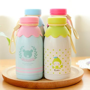 创意奶瓶不锈钢大肚保温杯 可爱女保暖瓶 儿童学生便携韩国水杯子
