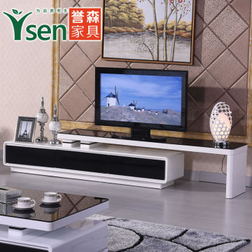 誉森 客厅现代简约时尚 电视柜 可伸缩烤漆钢化玻璃电视机柜 地柜