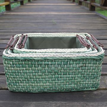 储物箱脏衣环保绿色天然玉米皮零食收纳箱收纳大号编织框零食篮子