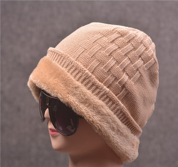 秋冬季加绒纯色毛线帽子韩版男女士针织帽保暖单色套头帽青年百搭