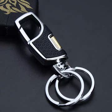 欧美达创意高档商务精品男士腰挂钩双环不锈钢圈汽车钥匙扣